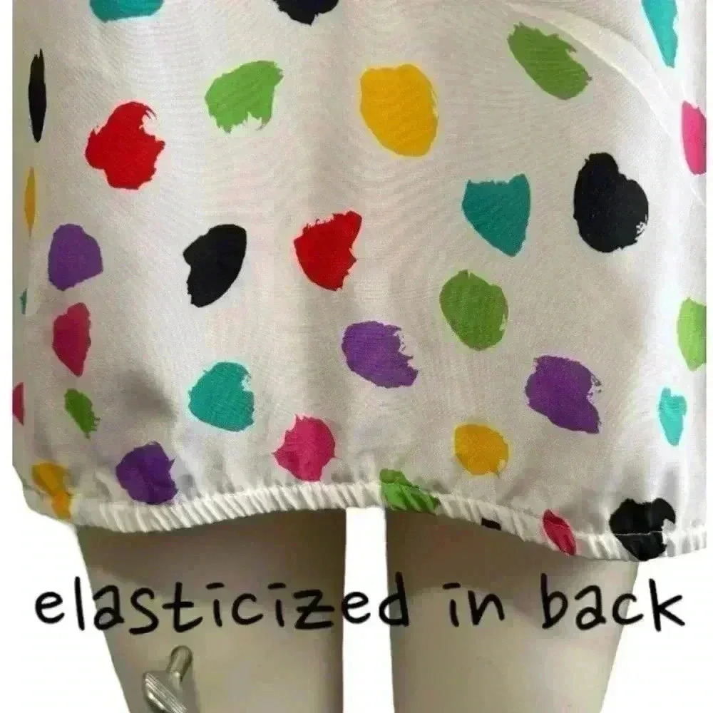 Vintage HELEN FABRIKANT NY Colorful Polka Dot Tie Front Blouse Button Up Small - Picture 8 of 11